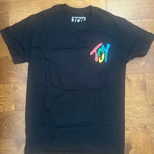Black Short Sleeve Tee with Colorblock Logo